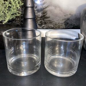 Set Of 2 Glass Candle Holders/Vases